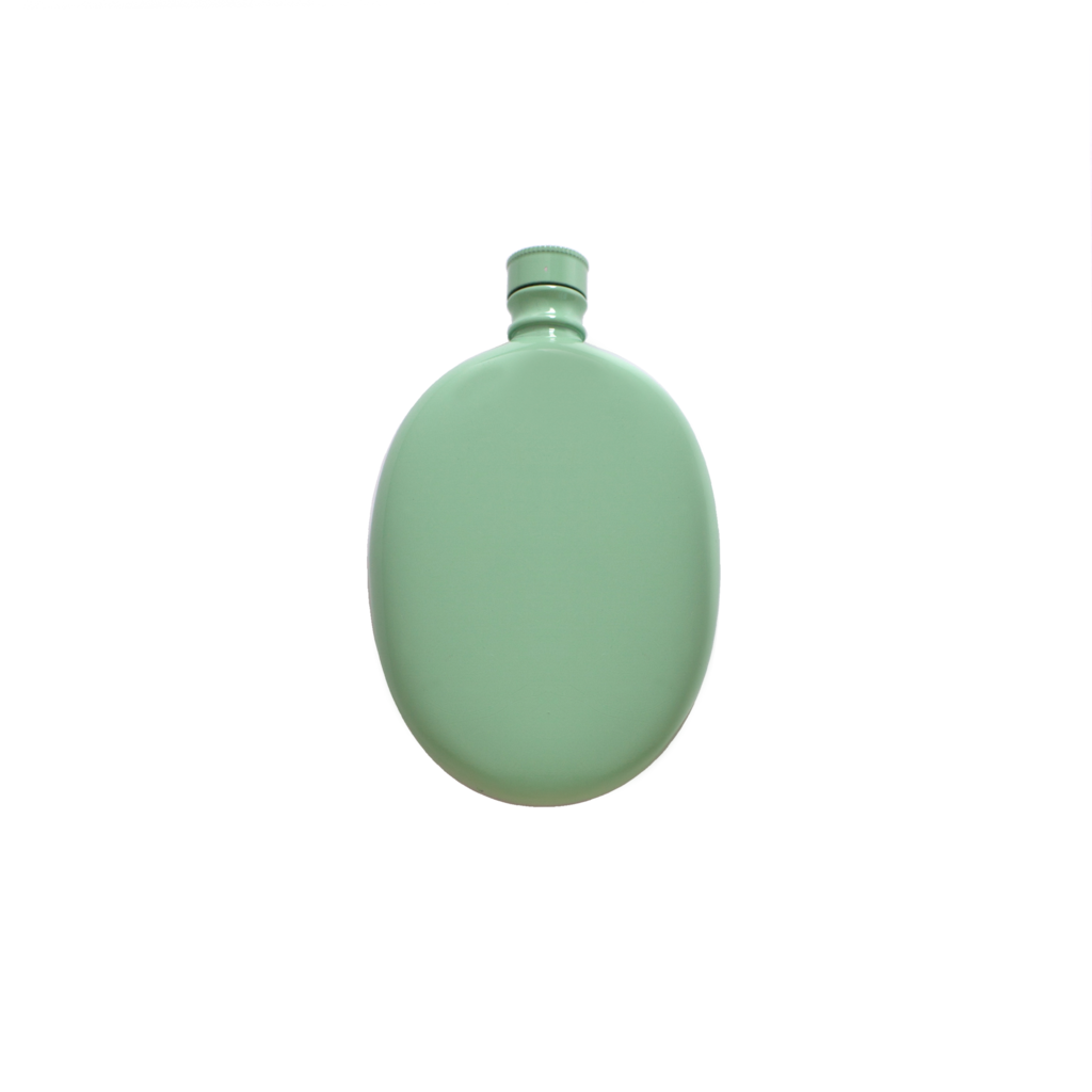 ODEME 便携女士用绿色椭圆形随身酒壶 - 3盎司