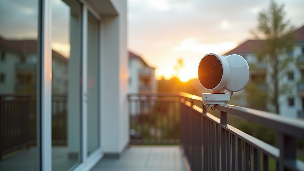 eye-level view of modern cam balkon system on a residential balcony