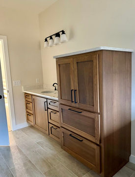Bathroom brown cabinets