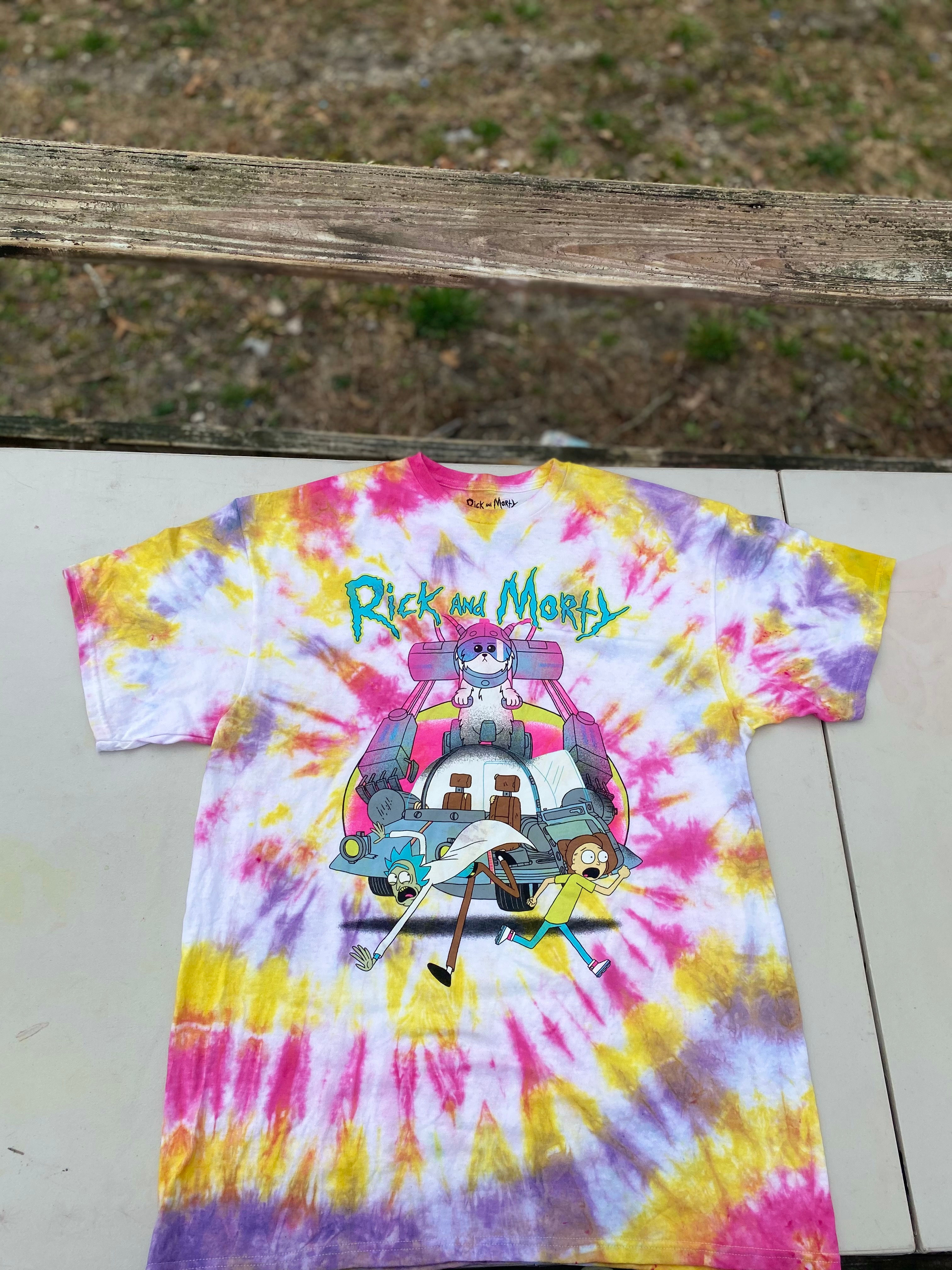 Rick and Morty Yellow Purple and Pink Tee