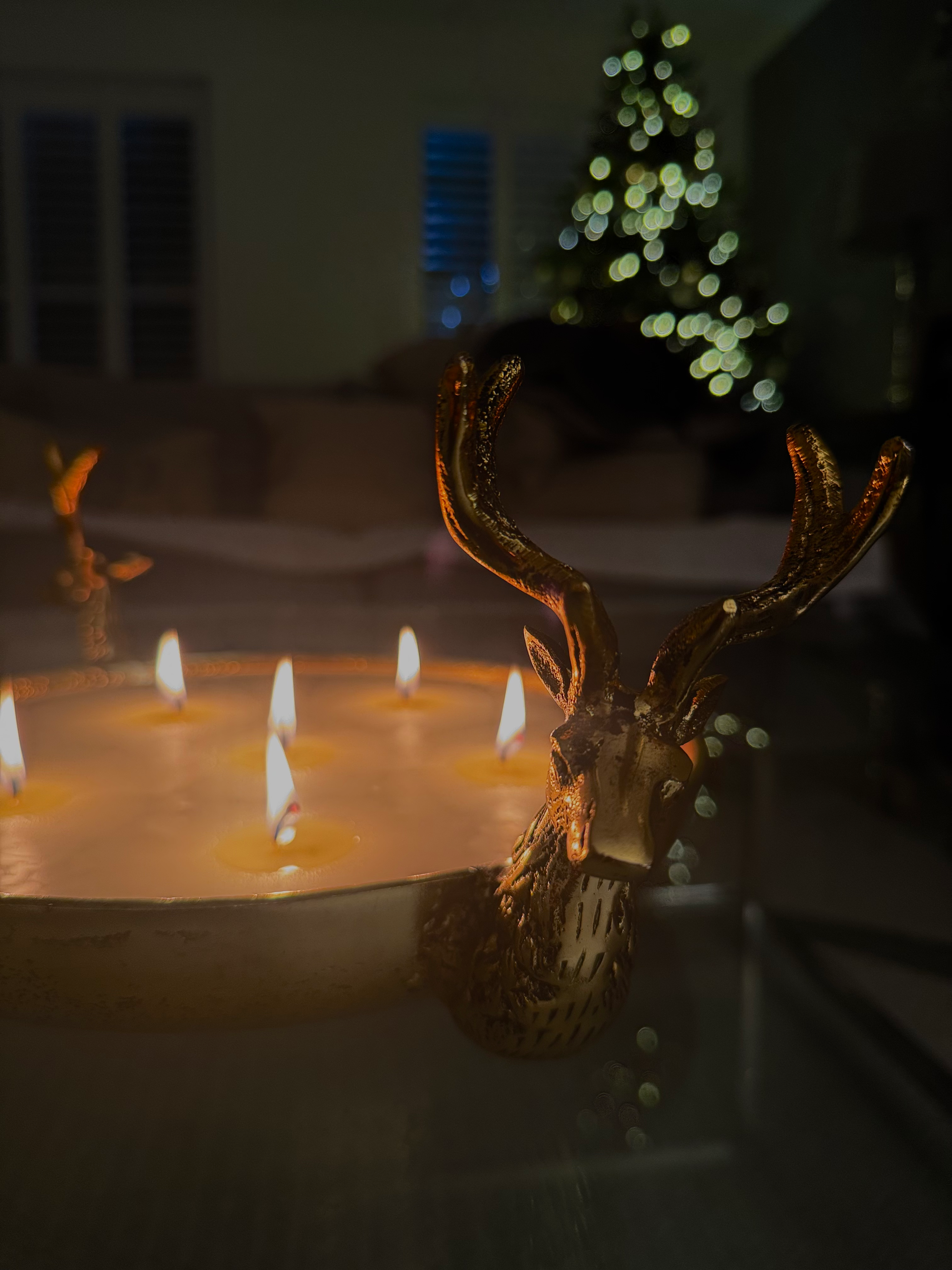 Antique Brass Reindeer Candle