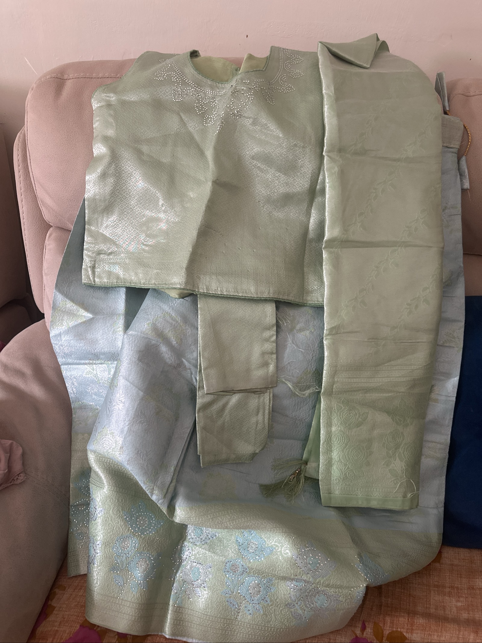 Light Green Embellished Traditional Outfit