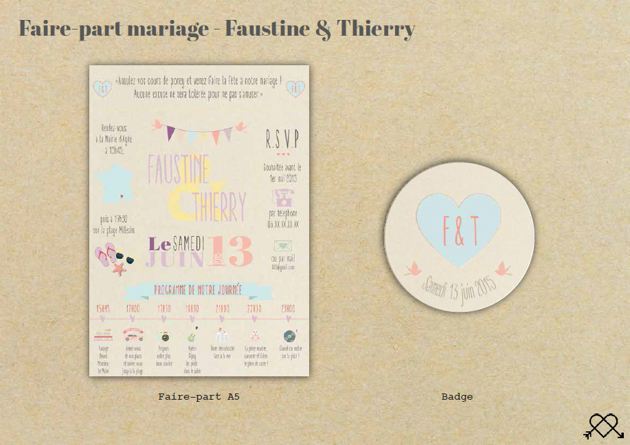 Faire-part et badge rond "invités"