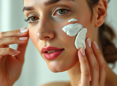 face with lotion on the side of the wom