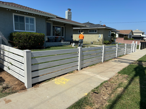 Semi privacy vinyl fence with partial visibility. Installed by Torrance Fence Company