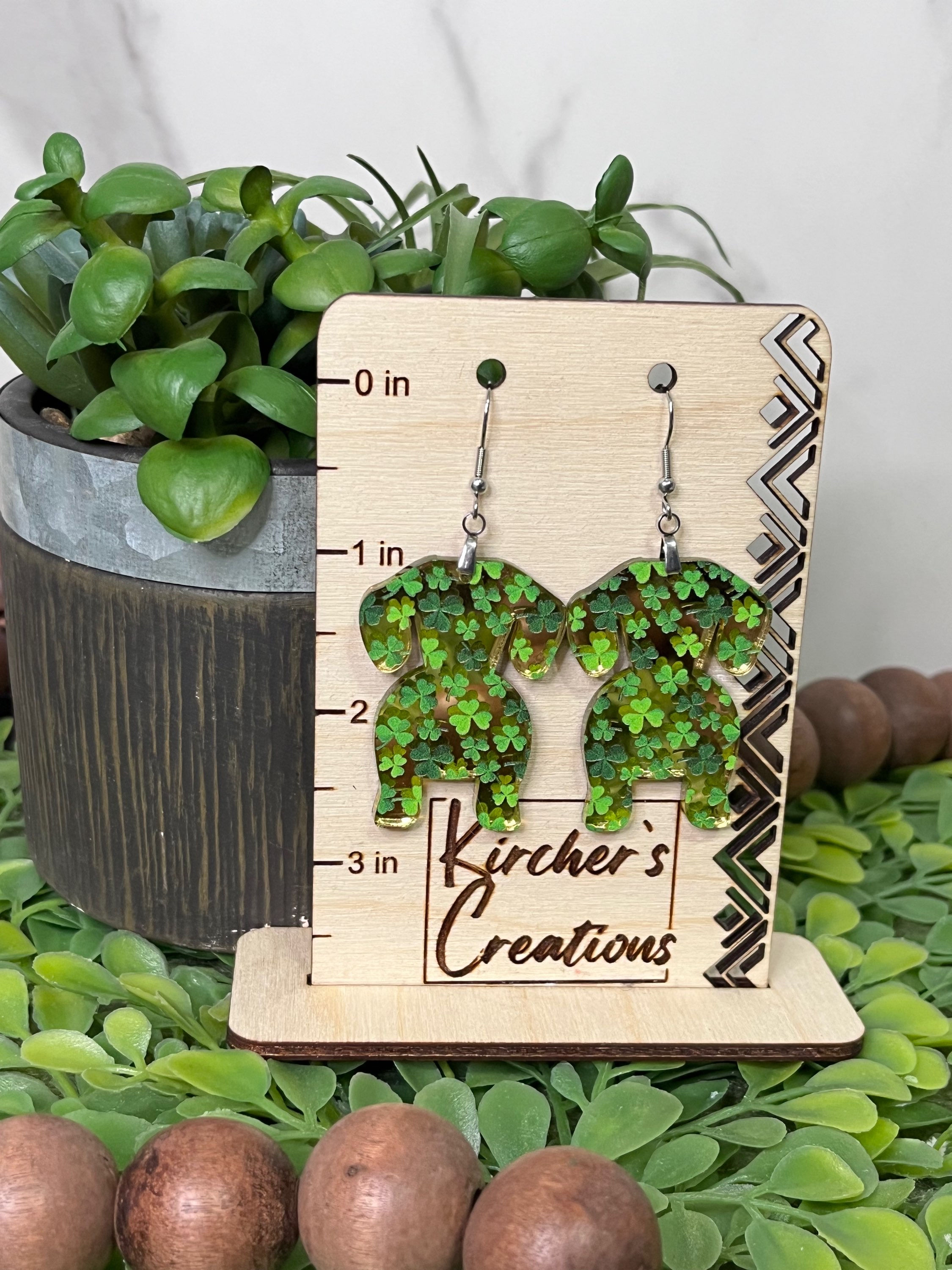 Dachshund shamrock earrings