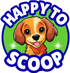 Happy to Scoop logo of a dog smiling