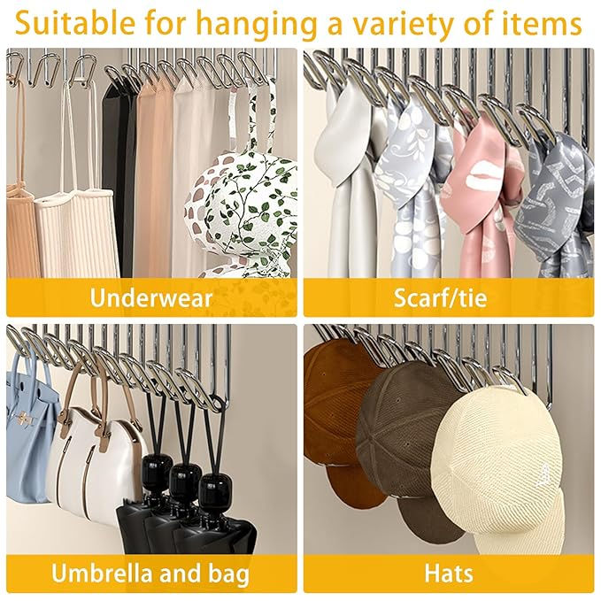 Thumbnail: Anti Slip Multifunctional Hanger Hooks Space Saving Hangers with 8 Hooks (2 Pcs)