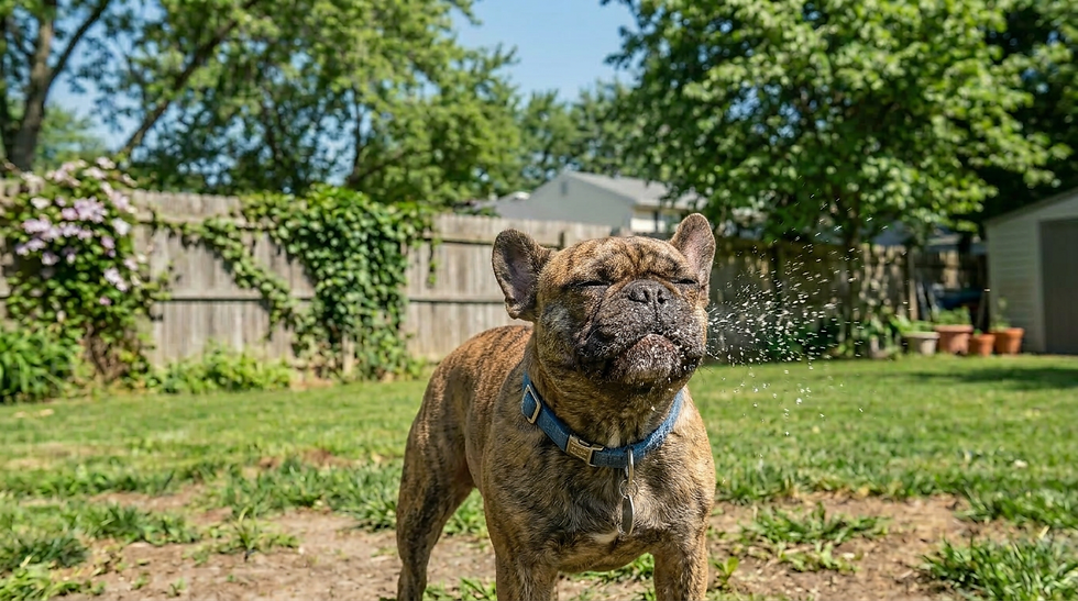 French bull dog sneezing