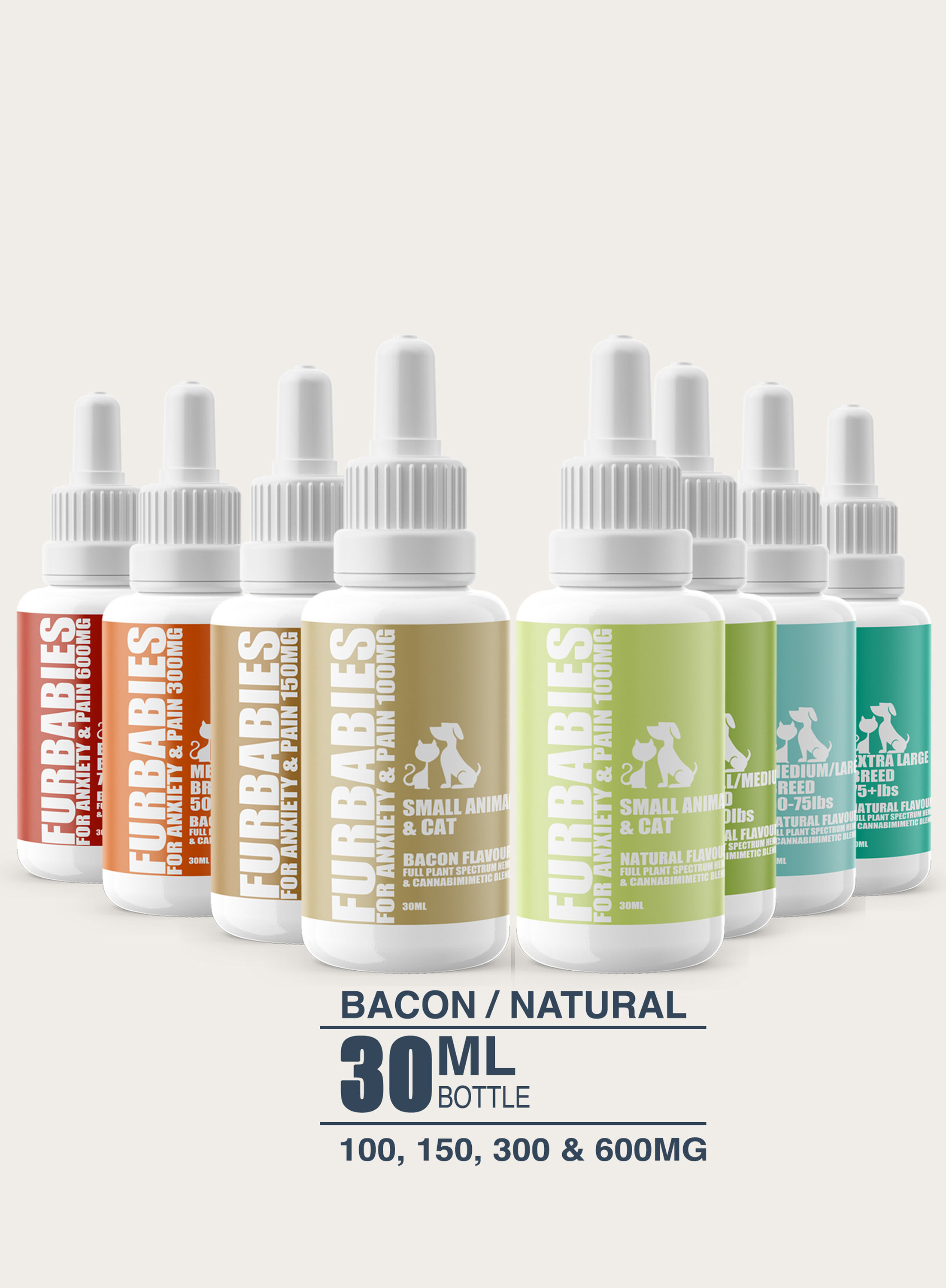 CBM Oral Drops- Natural or Bacon Flavour - 30mL 100mg starting at