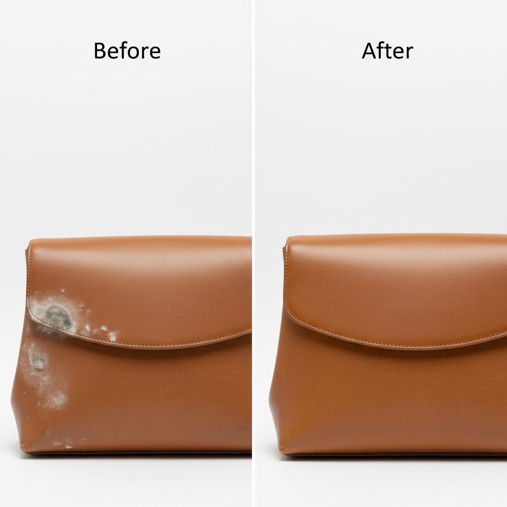 Buffing conditioned leather to a gentle sheen with a clean dry cloth