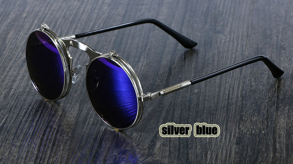 Miniatura: Women’s Retro Flip-Up Round Sunglasses – Double Lens Metal Frame