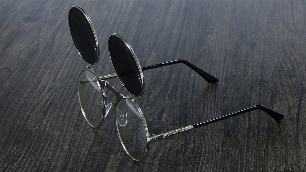Miniatura: Women’s Retro Flip-Up Round Sunglasses – Double Lens Metal Frame
