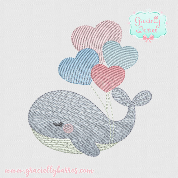 Matriz de Bordado Baleia com Balões