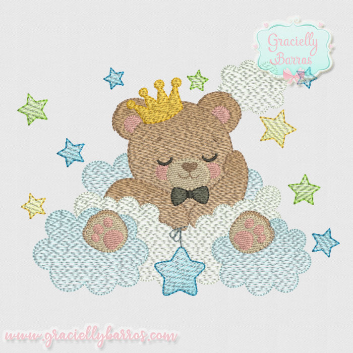 Matriz de Bordado Urso Fofo na Nuvem Ripple