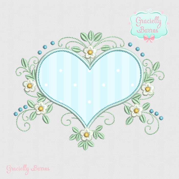 Matriz de Bordado Coração Floral