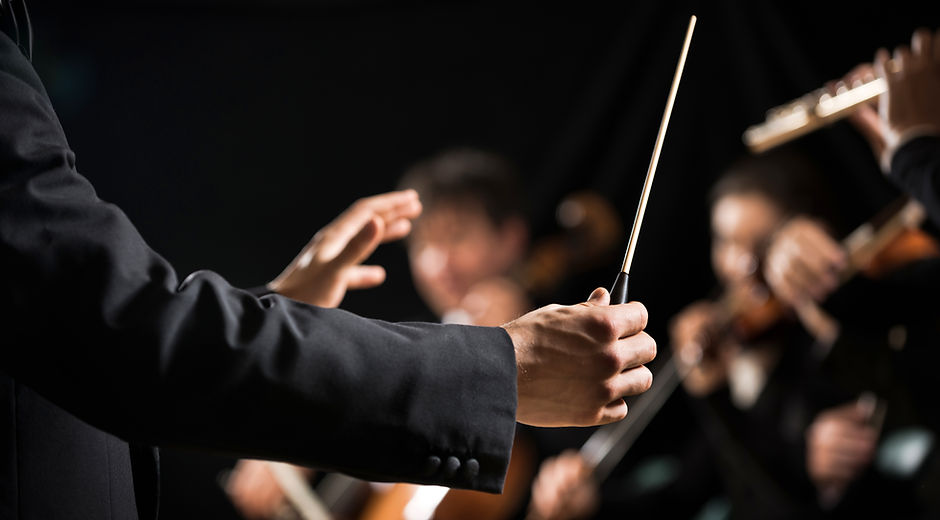 Orchestra conductor on stage