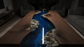An image of a table with a river resin inlay.