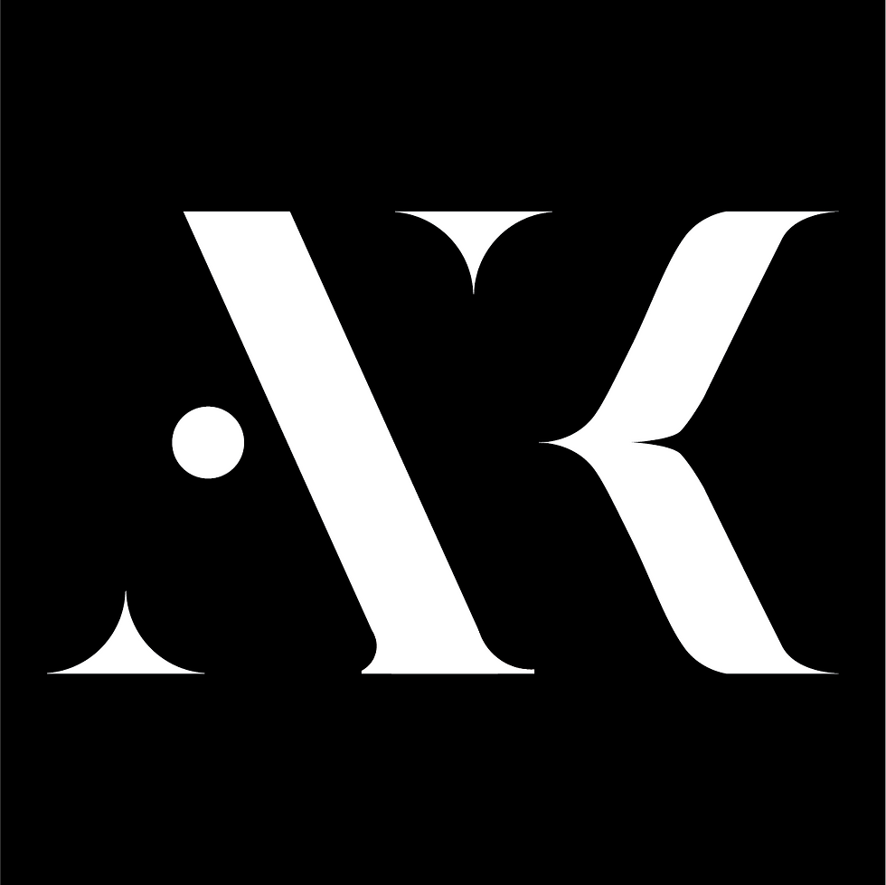 White "AK" logo on black background, Asiya-Kessel Art Gallery