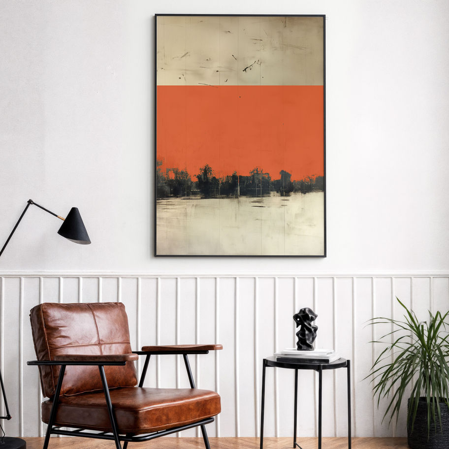 אומנות על הקיר עם צבע כתום. מאת Asiya-Kessel Art Gallery