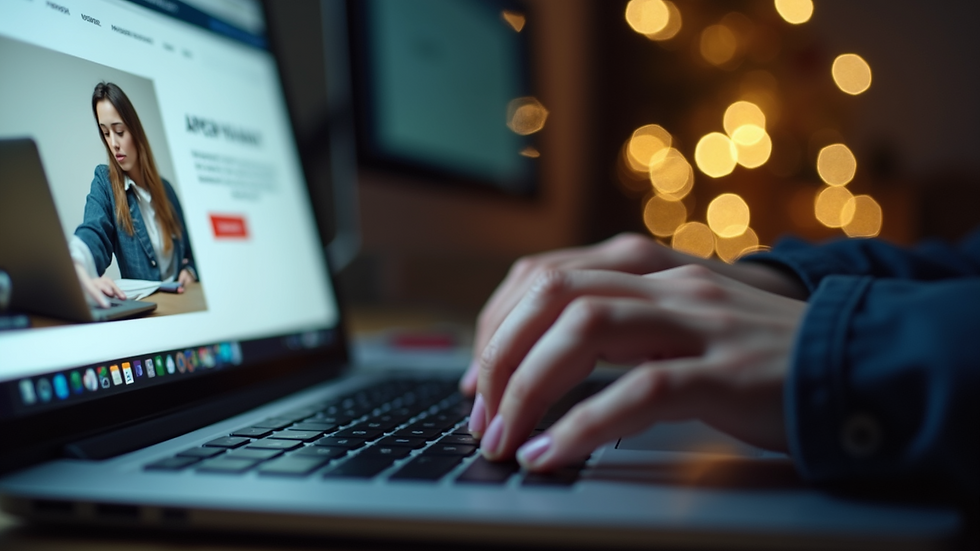 Close-up view of a person typing on a laptop keyboard with a PPSR website on screen