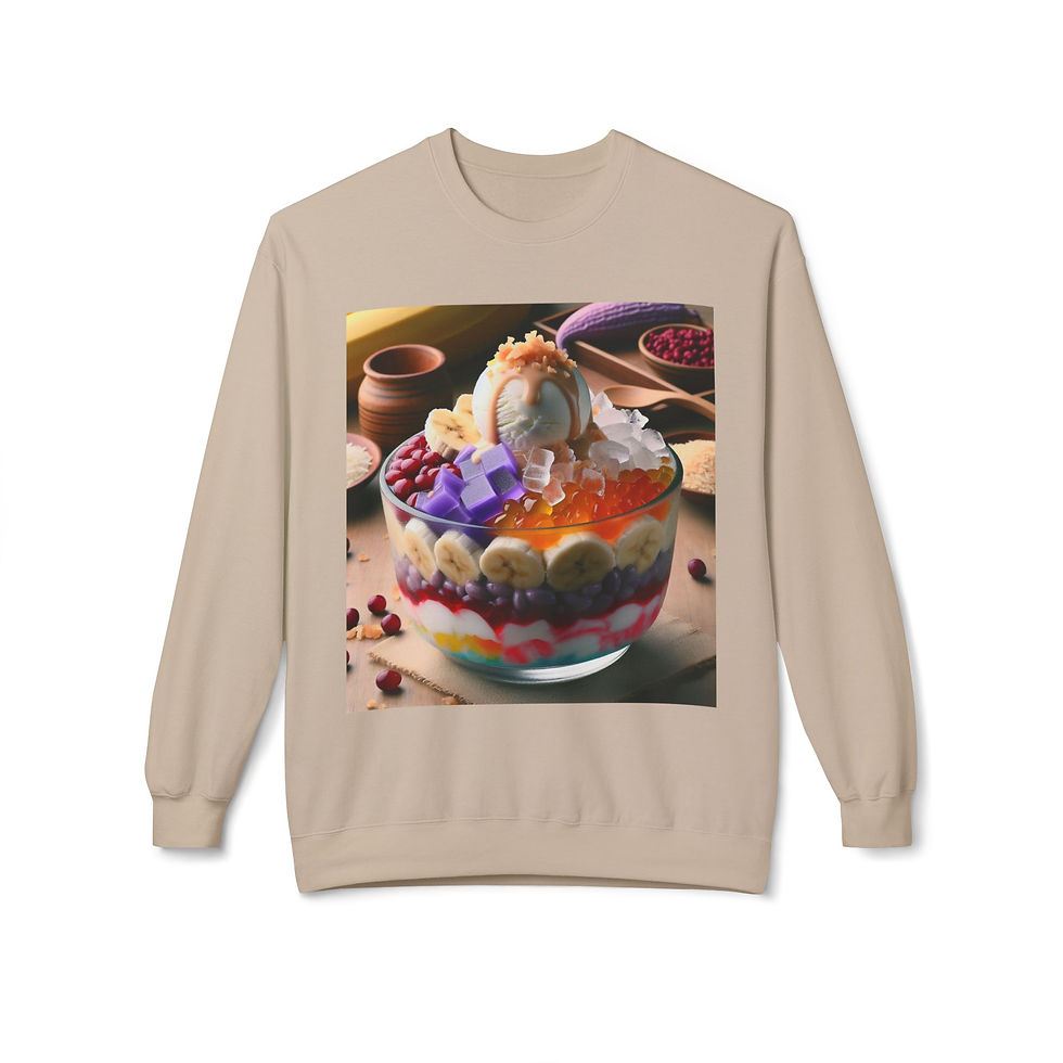 Thumbnail: Halo-Halo State of Mind Fleece Crewneck Sweatshirt - Chill Vibe & Cozy Style