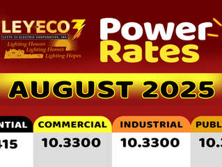 POWER RATES FOR THE MONTH OF AUGUST 2025