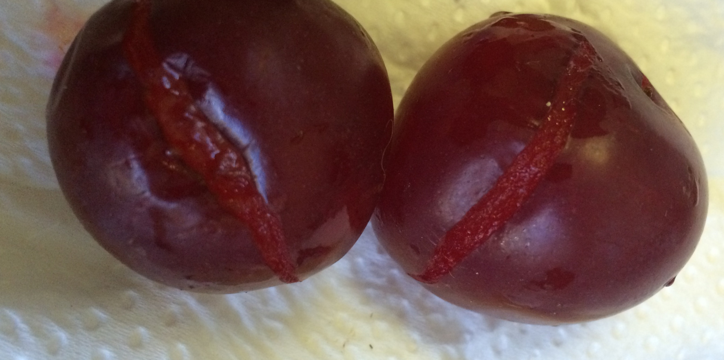 Cracked open plums