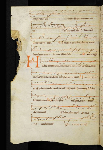 XII century manuscript from Klosterneuburg, with verses for the Advent IV Ave Maria