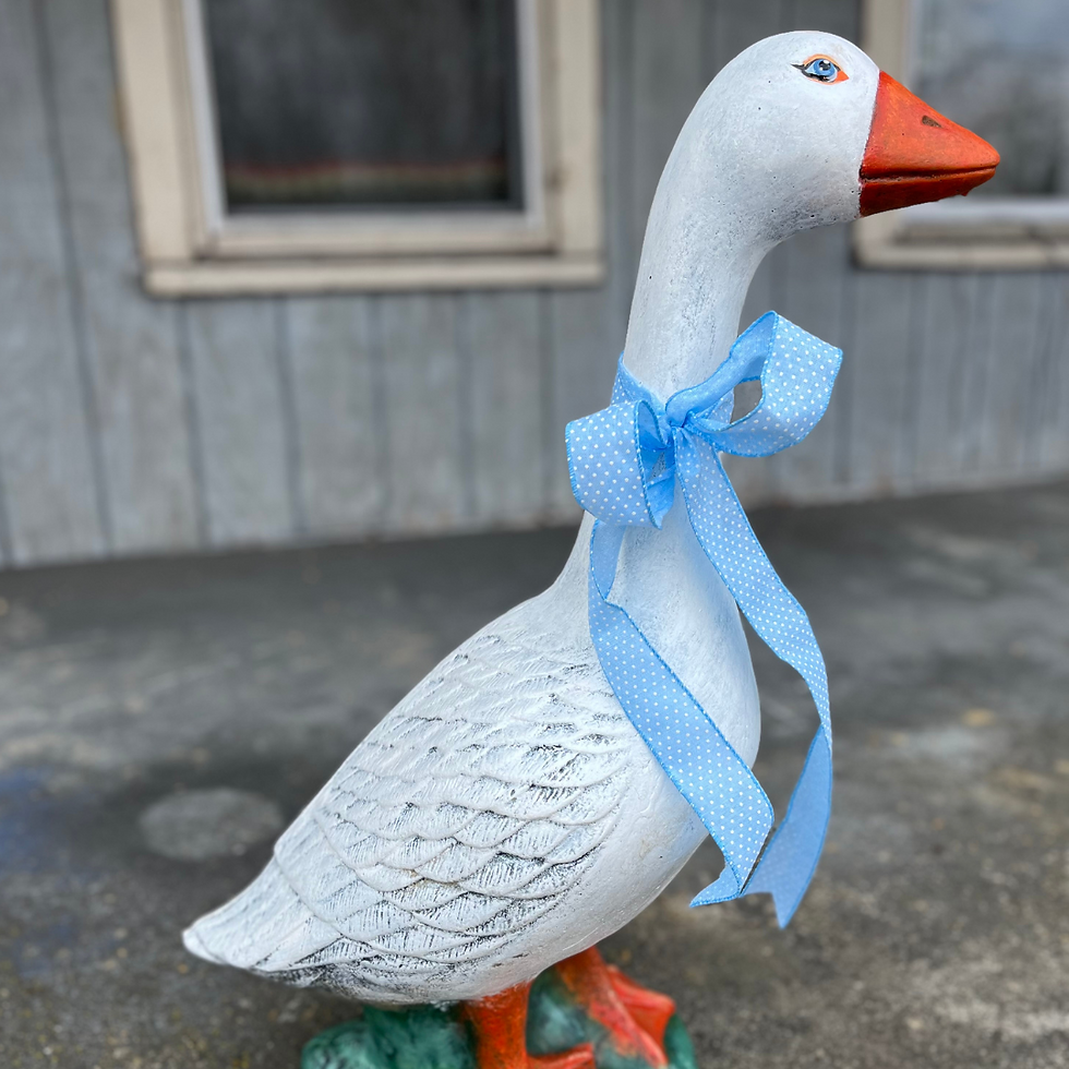 The classy style of 'The Original Porch Goose' exudes an unsurpassed fashion sense.