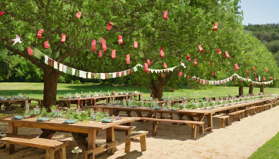 High angle view of a beautifully laid out outdoor dining table