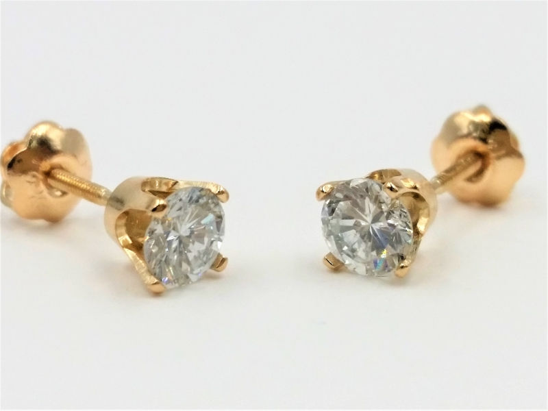 Thumbnail: Diamond Earring - 14K Screw back - .61CT - Clarity SI1 G Color