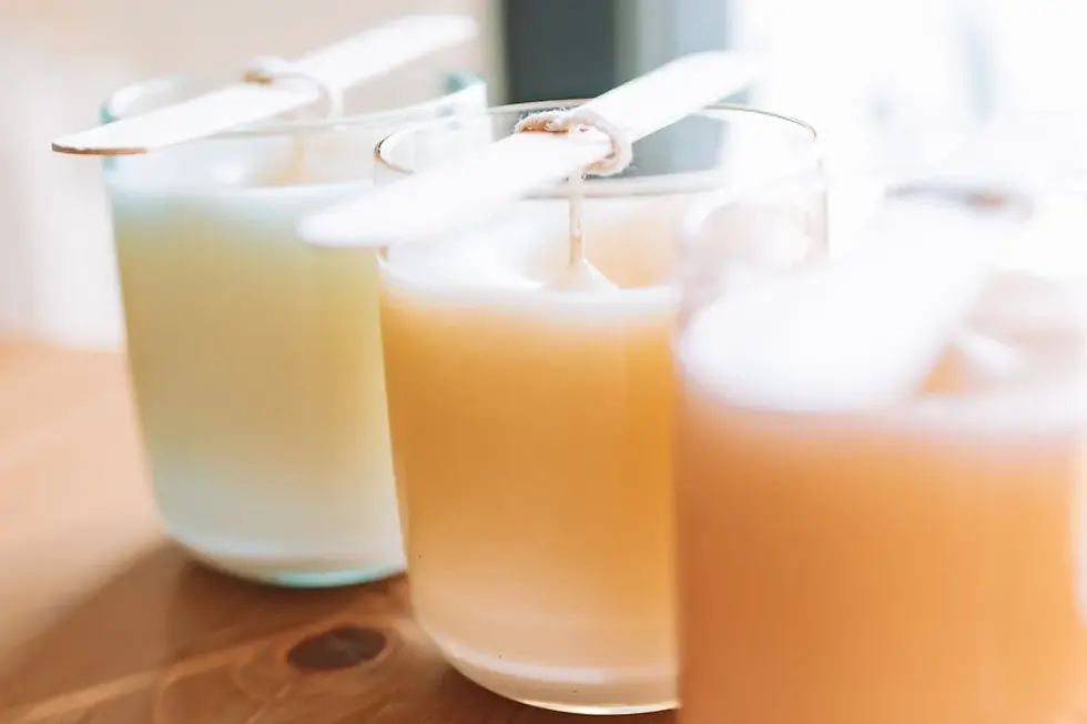 Wicks being stabilized by wooden wick bars