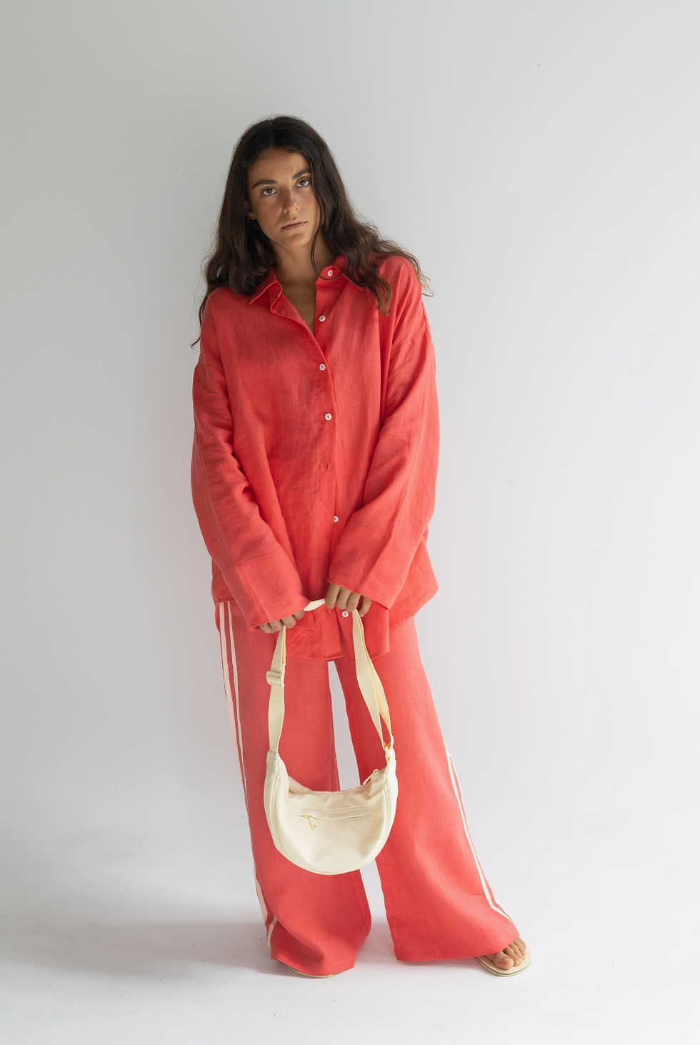 Thumbnail: Watermelon Linen Oversized Button-Down