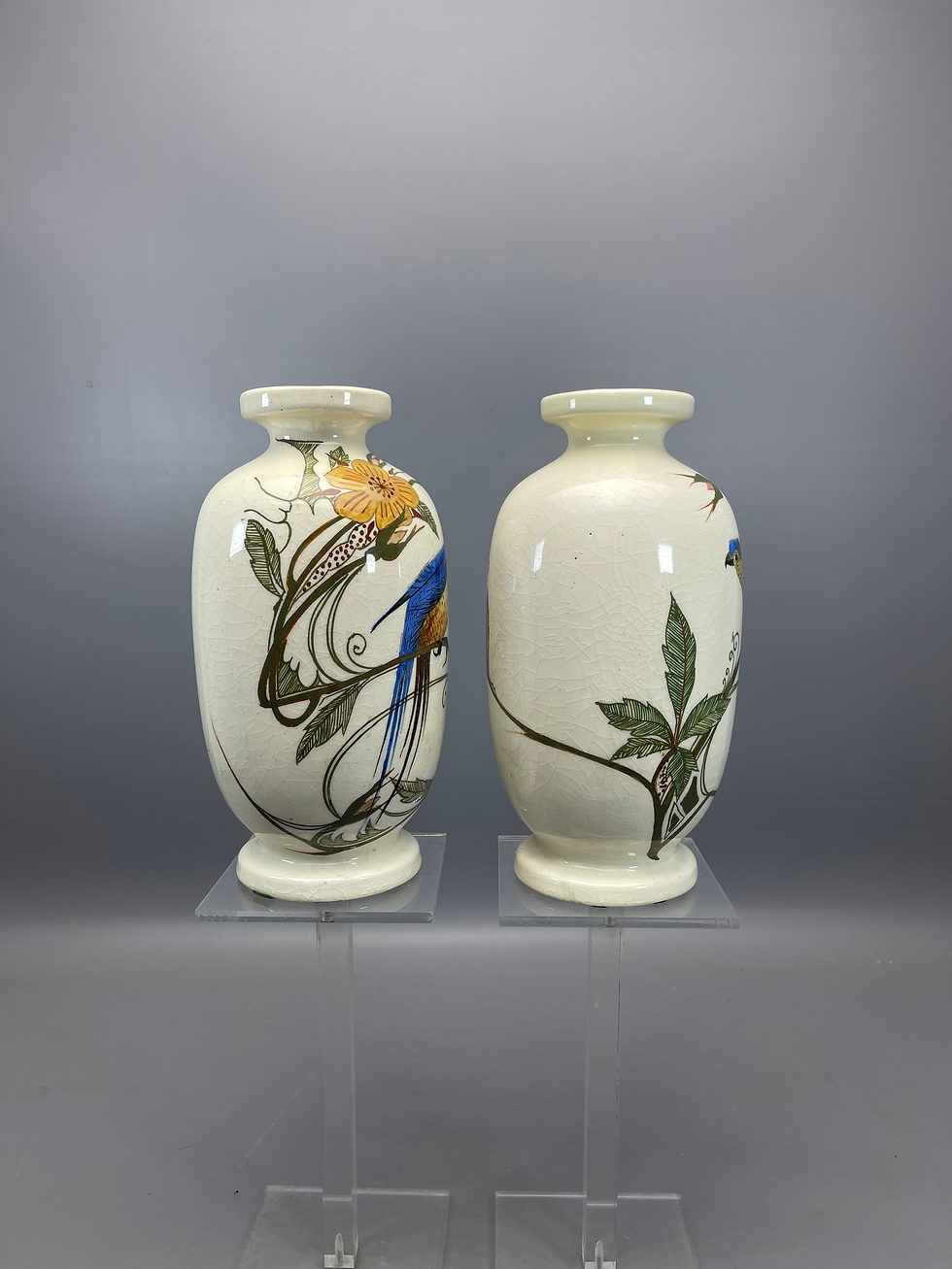 Thumbnail: Amphora vazen stel met vogels van Verstraaten