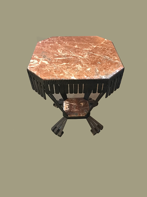 Gietijzeren Tafel Met Marmer Blad Bieden Vanaf Art Deco Kooymans