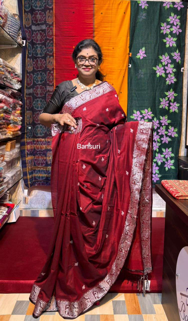 Thumbnail: Pure Cotton Baluchari Handloom Maroon