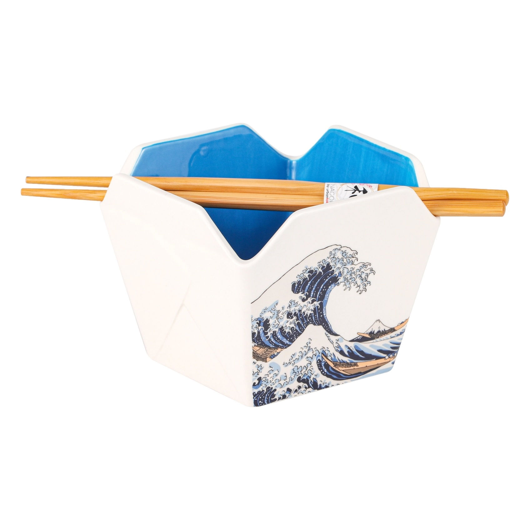 Takeout Box Bowl w/Chopsticks 5x4in 16oz Hokusai Wave