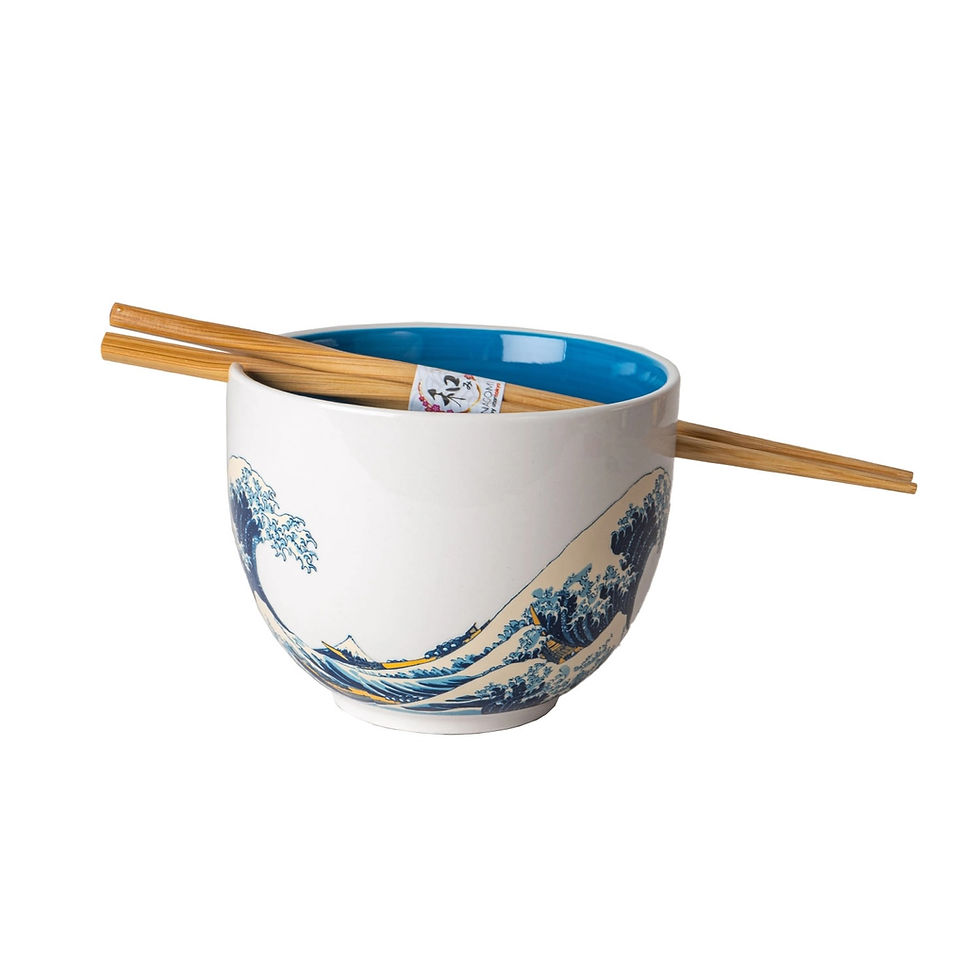 Thumbnail: Bowl w/Chopsticks 5.25x3.75in 18oz Hokusai Wave