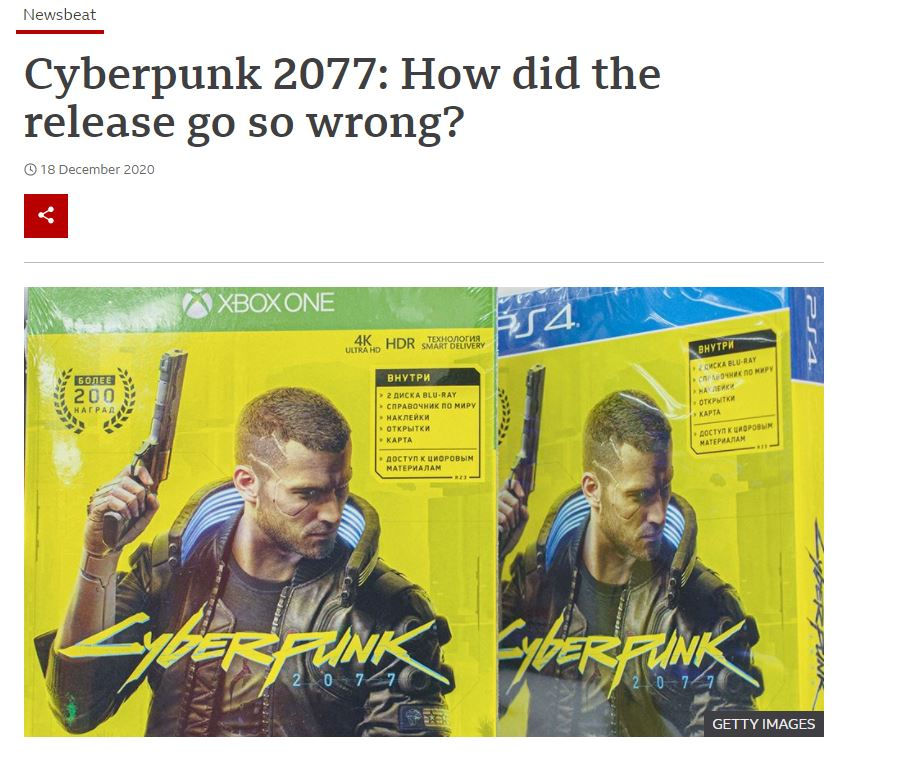 I was featured in a BBC article regarding Cyberpunk 2077