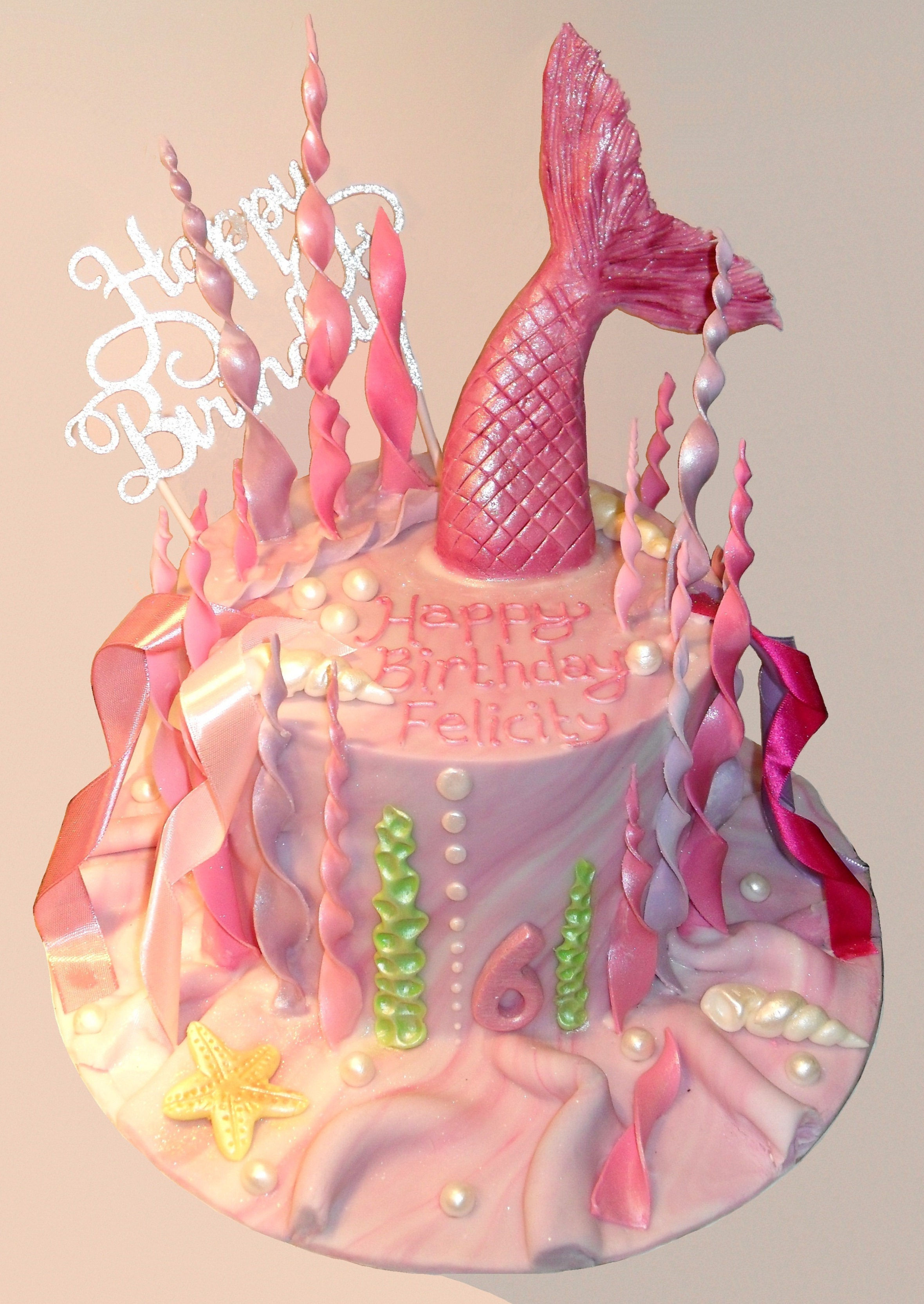 Pink Mermaid Seaweed Spiral Cake