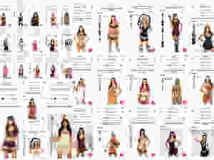 A collage of costumes from the Yandy.com costume site featuring stereotypical and racist depictions of Indigenous women as costumes