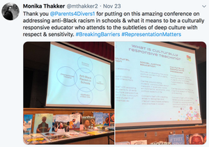 Thank you @Parents4Divers1 for putting on this amazing conference on addressing anti-Black racism in schools & what it means to be a culturally responsive educator who attends to the subtleties of deep culture with respect & sensitivity. #BreakingBarriers #RepresentationMatters