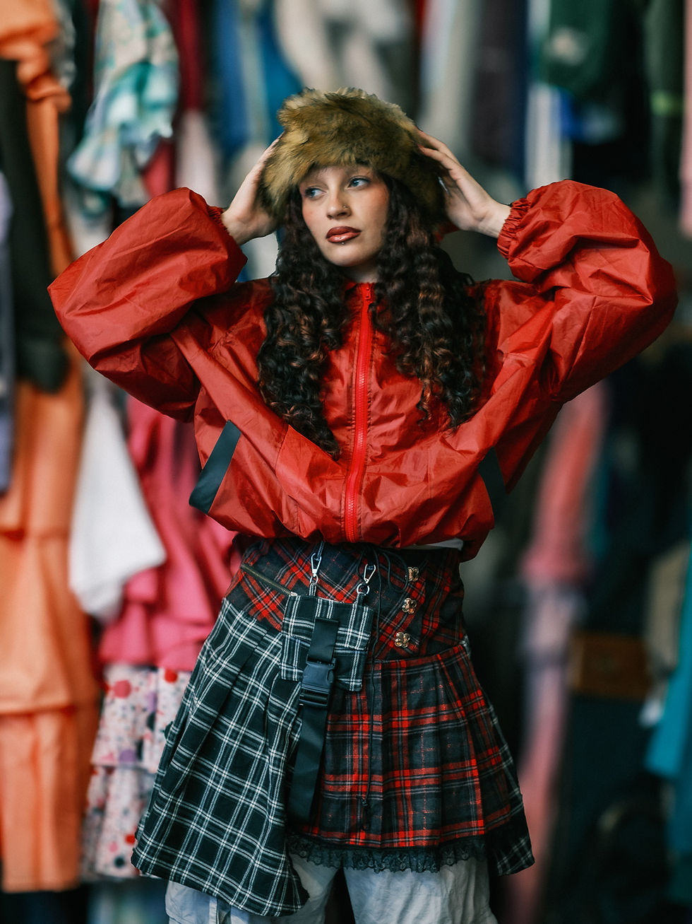 Thumbnail: Tartan combo mini skirt
