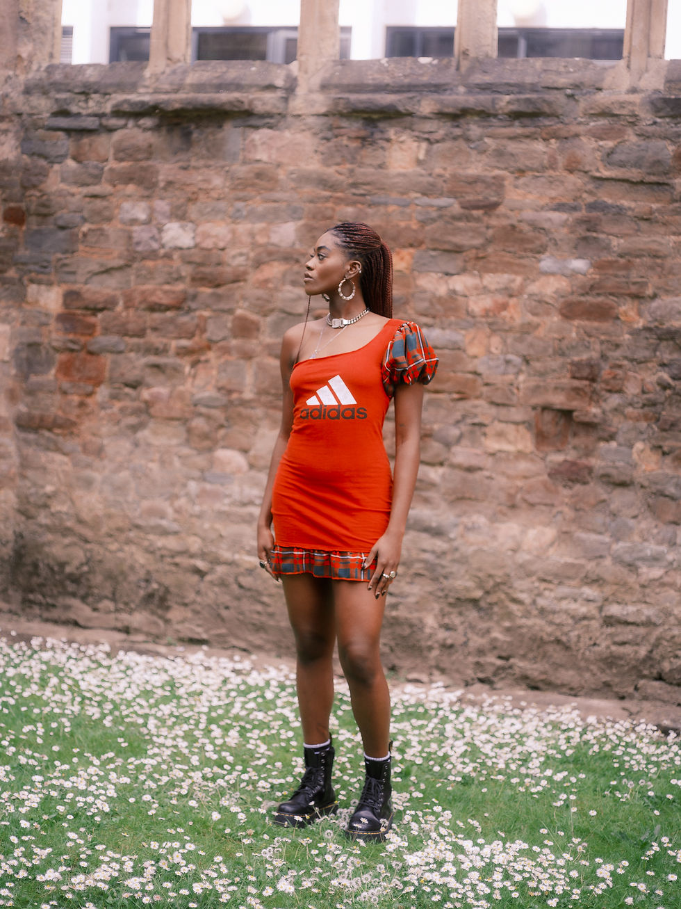 Thumbnail: One shoulder Adidas tartan dress