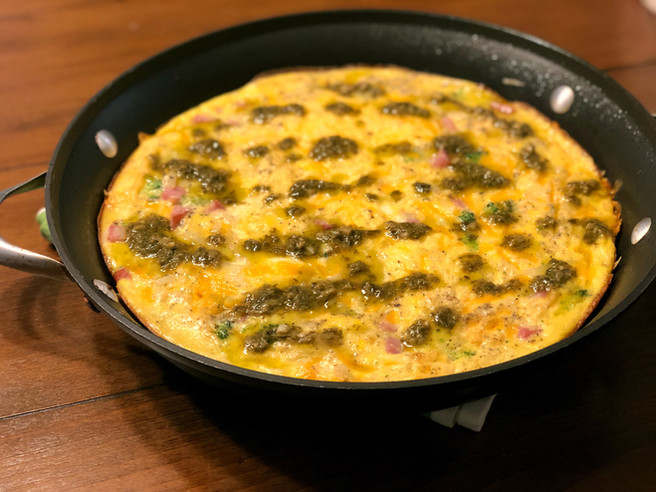 Loaded Frittata with a Pesto Finish