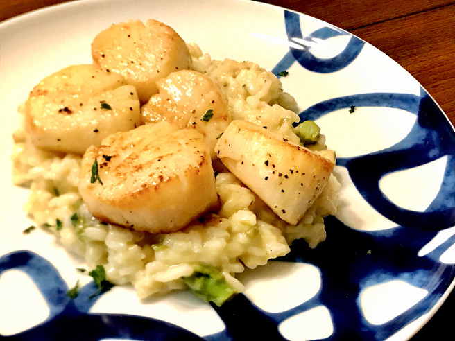 Seared Scallops and Asparagus Risotto