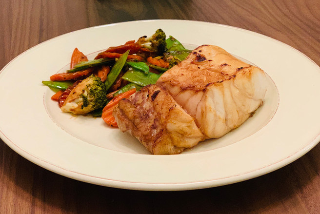 Miso-Glazed Kingklip with Sautéed Vegetables