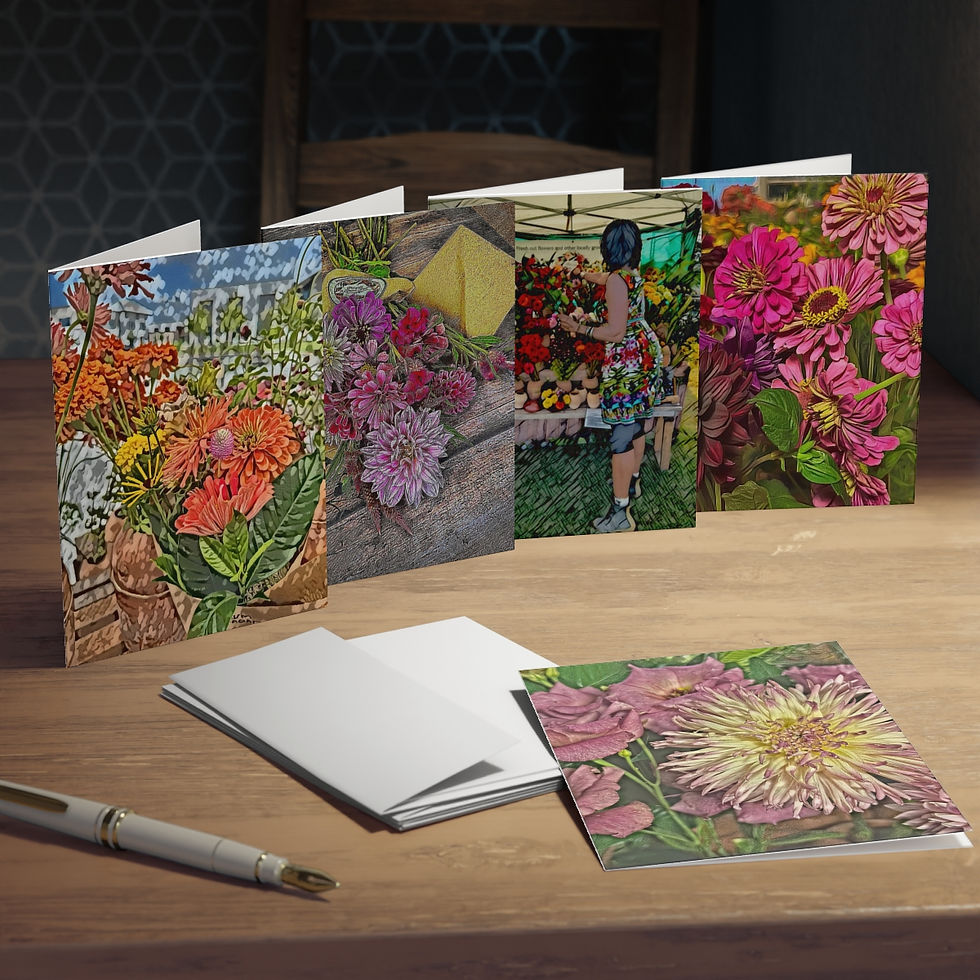 Thumbnail: "Enchanted Oasis" Multi-Design Greeting Cards (5-Pack)