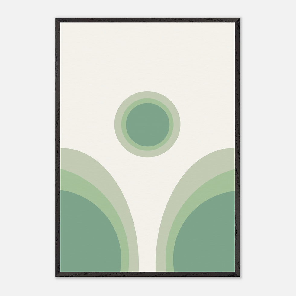 The Deep Breath — limited edition framed green abstract art, expanding sage arch forms, Pencil Spark Healing Forms 2026